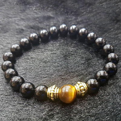 Gelang Kristal Black Onyx with Tiger Eye